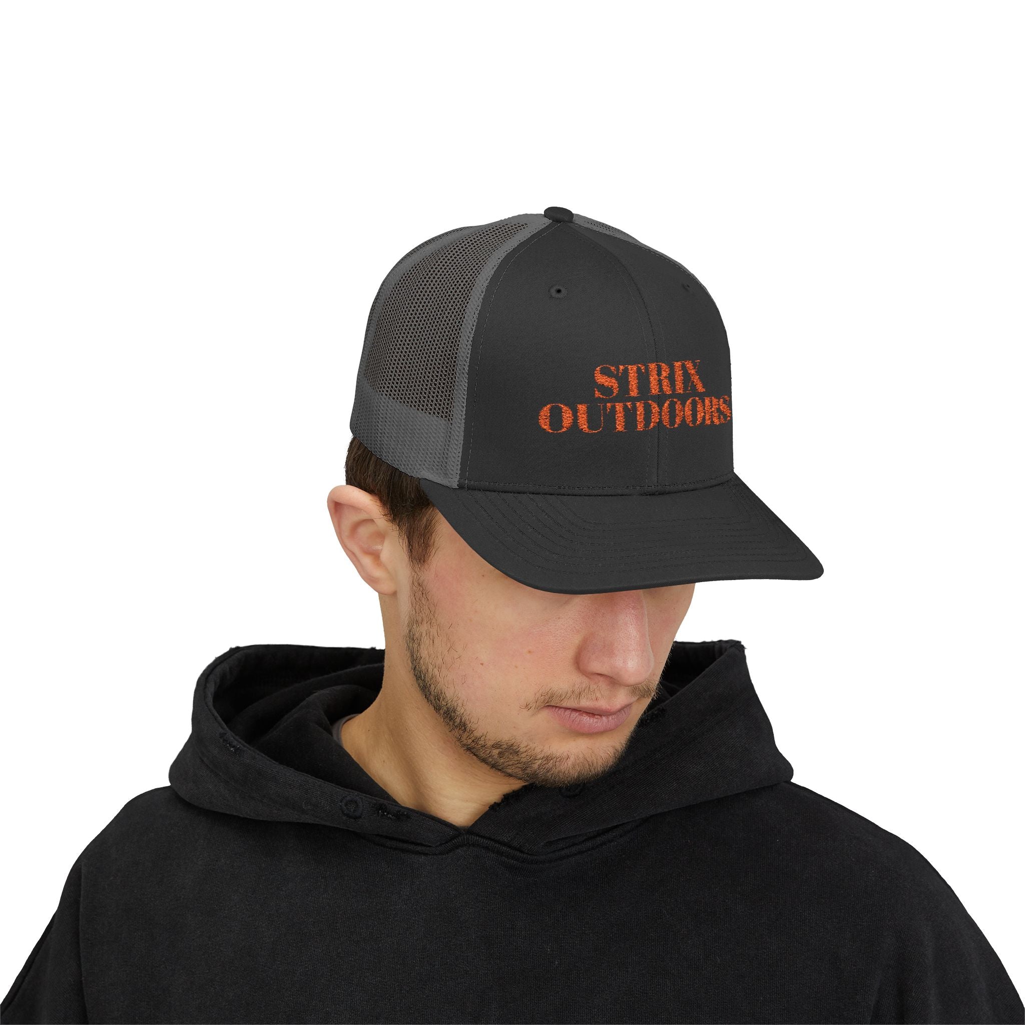 Strix Outdoors Trucker Cap - Camo Logo Snapback Hat for Hunting & Outdoor Enthusiasts