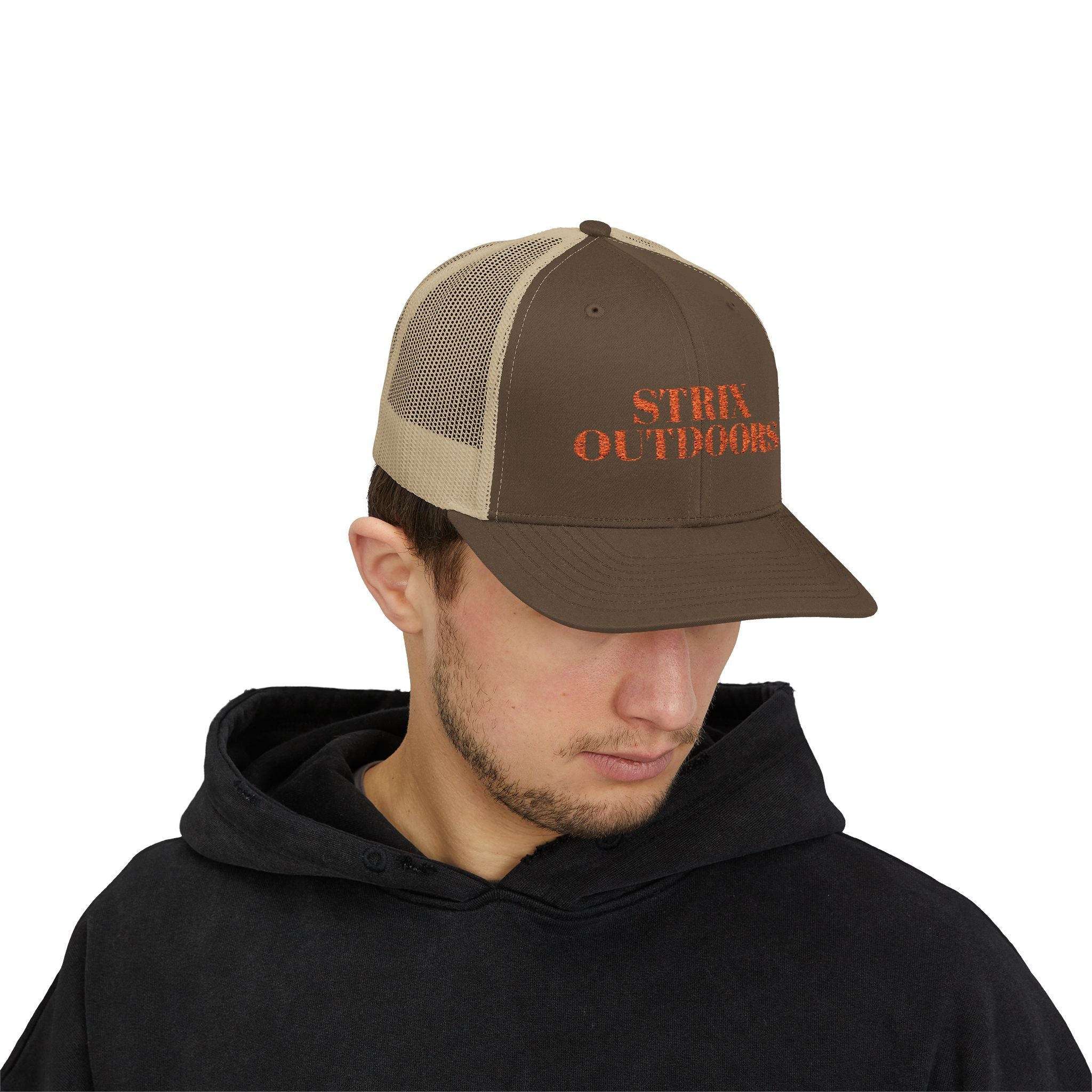 Strix Outdoors Trucker Cap - Camo Logo Snapback Hat for Hunting & Outdoor Enthusiasts