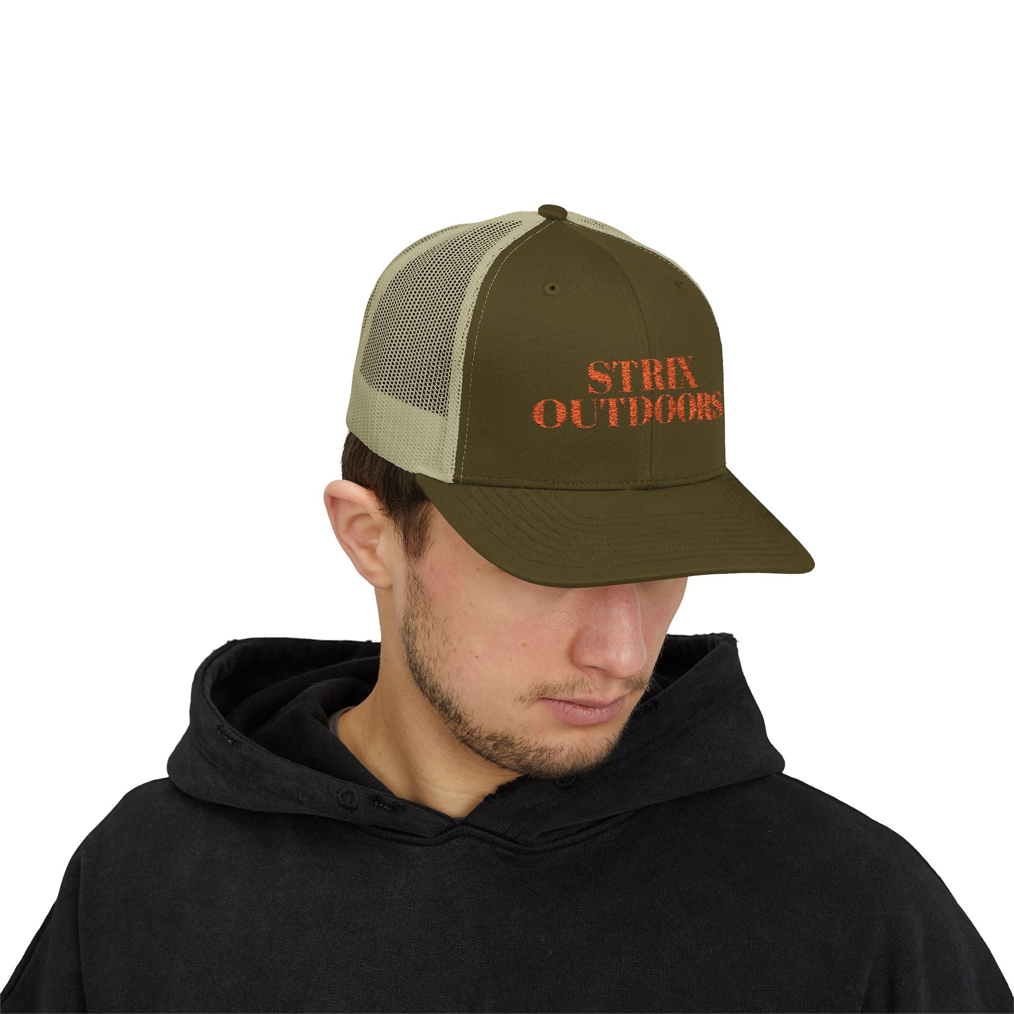 Strix Outdoors Trucker Cap - Camo Logo Snapback Hat for Hunting & Outdoor Enthusiasts